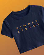 Max Verstappen Simply Lovely Women Crop Top Navy Blue Front View | Turn1 India