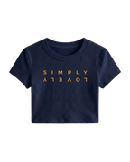Max Verstappen Simply Lovely Women Crop Top Navy Blue Front View | Turn1 India