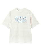 Miami Florida USA Circuit F1 Turn1 India off white oversized unisex tshirt - with Miami circuit graphic on the back and Miami grand prix icons on the front