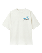 F1 Turn1 India Off White oversized unisex tshirt - fan graphic of Miami GP (grand prix) circuit and formula 1 car.  Miami grand prix logo on the front print