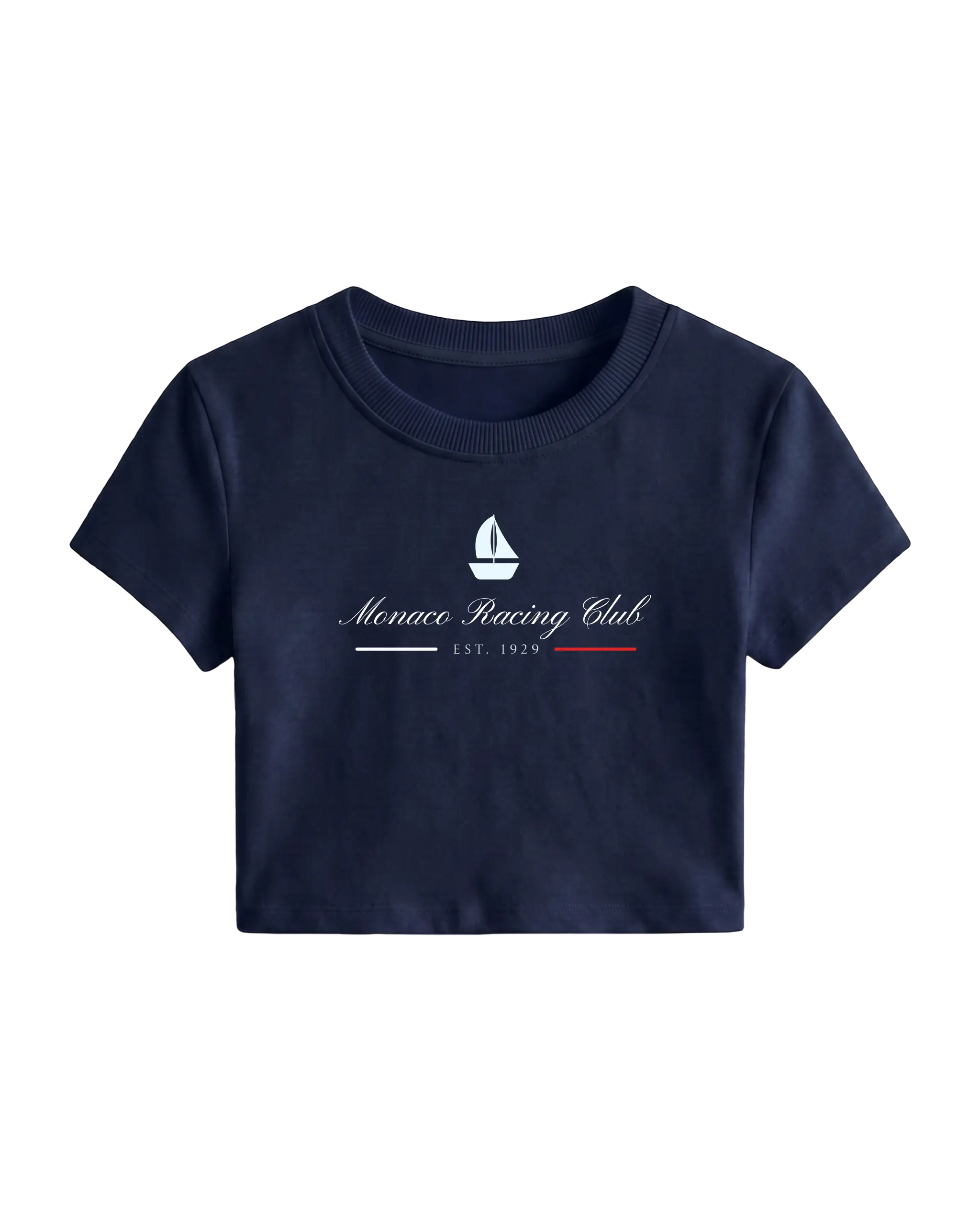 Monaco F1 Grand Prix Racing Club Women Girls Crop Top Navy Blue Front View | Turn1 India