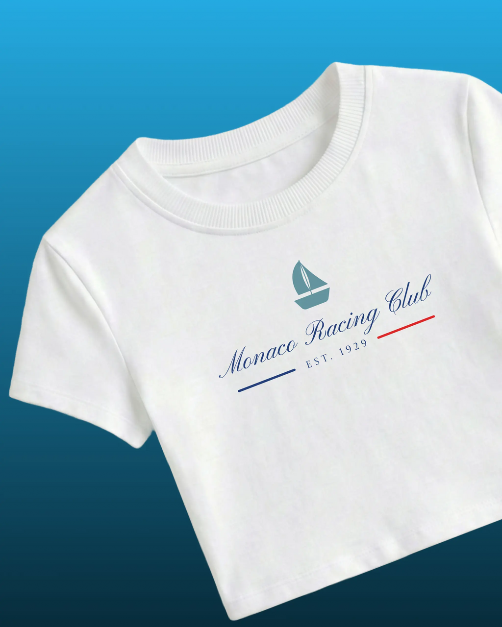 Monaco F1 Grand Prix Racing Club Women Girls Crop Top White Front View | Turn1 India