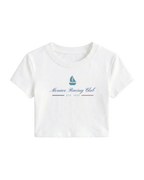 Monaco F1 Grand Prix Racing Club Women Girls Crop Top White Front View | Turn1 India