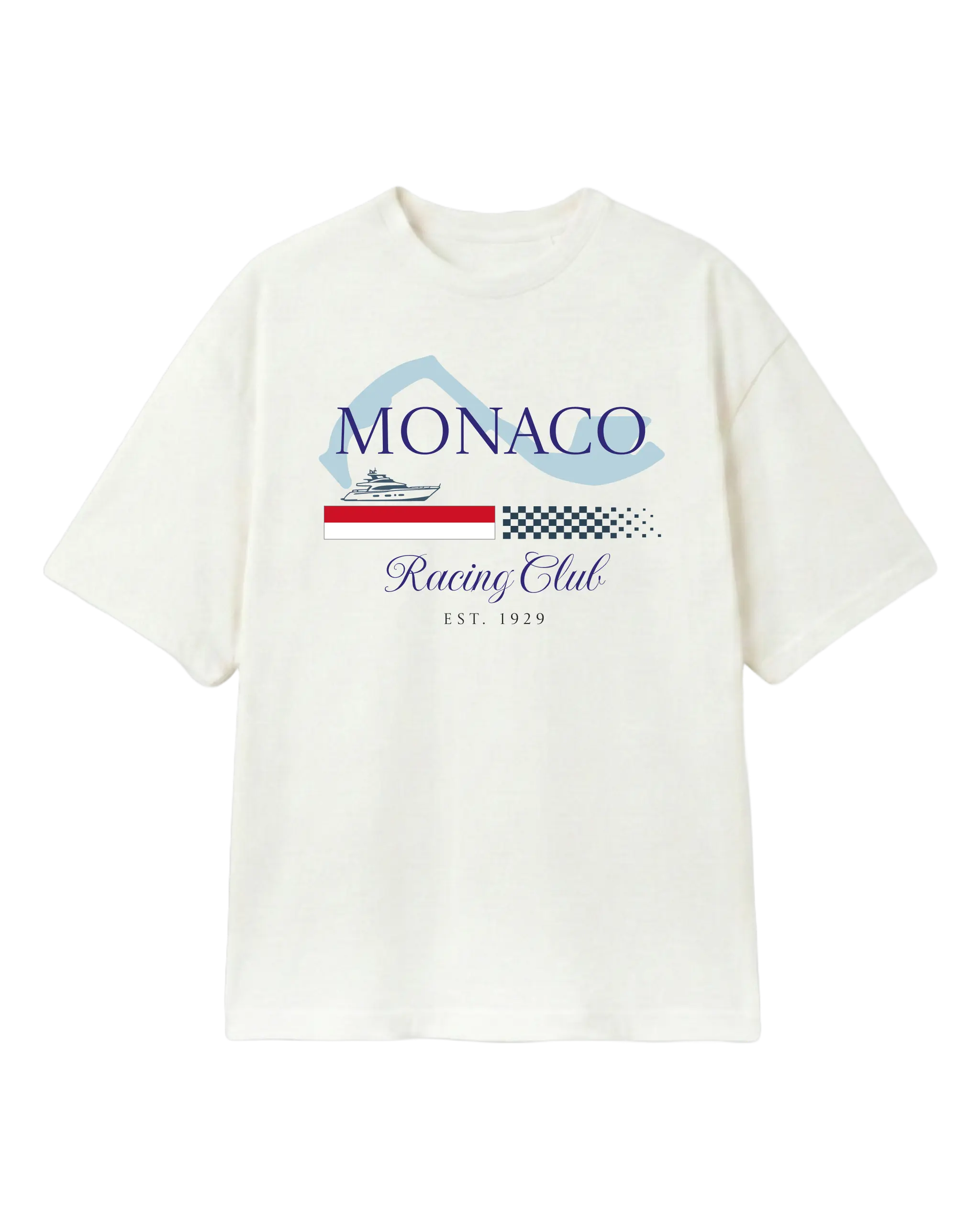 Monaco Grand Prix Circuit F1 Unisex Oversized T-shirt Off-White Front_View | Turn1 India