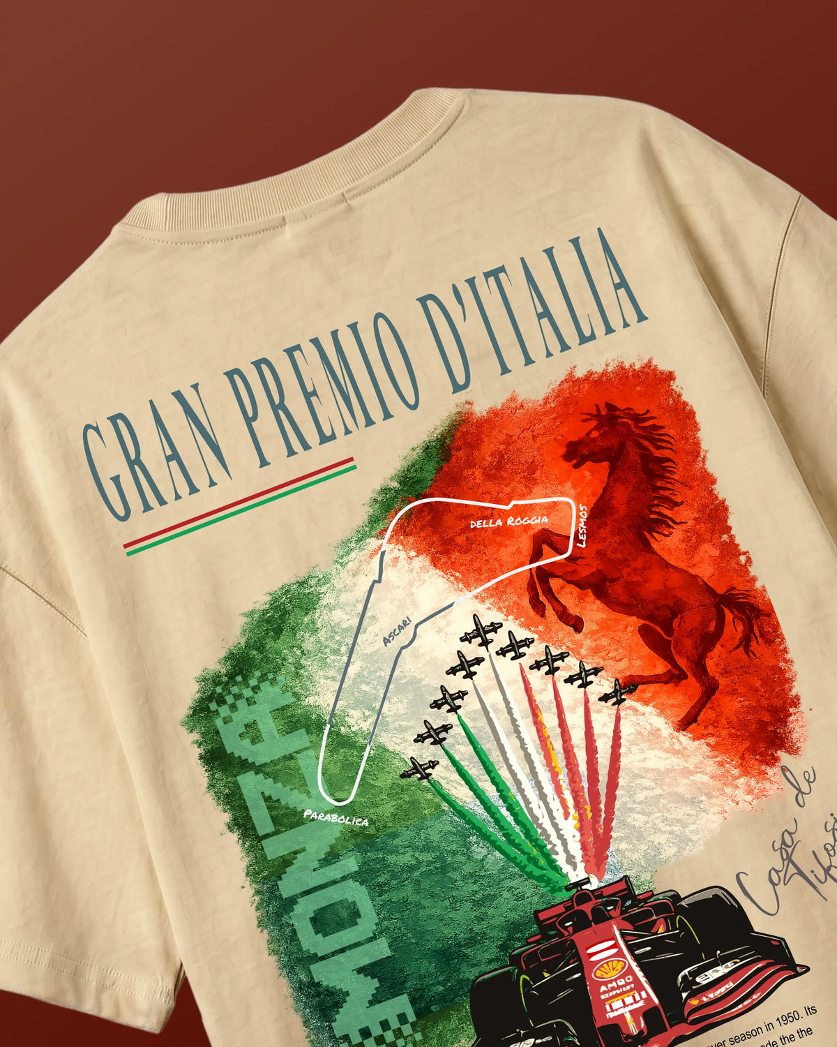 Monza Italian Grand Prix F1 Unisex Oversized T-shirt Beige Back View | Turn1 India