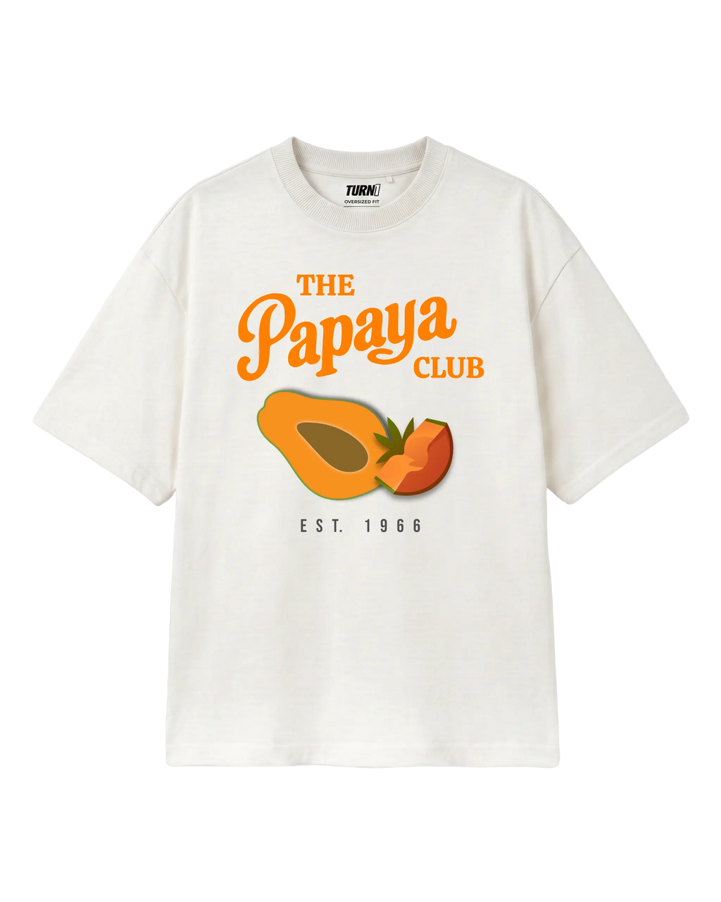 Papaya Club McLaren F1 Unisex Oversized T-shirt Off-White Front View | Turn1 India