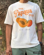 Lifestyle image of man wearing Papaya Club McLaren F1 Unisex Oversized T-shirt Off-White Front View | Turn1 India