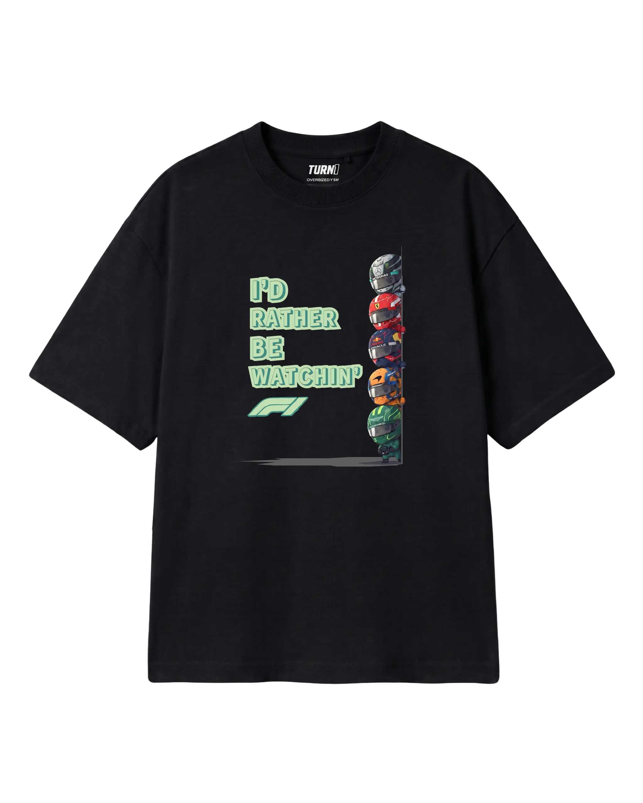 Rather Watch F1 Funny Quote Formula 1 Driver Unisex Graphic Tee Black Front View | Funny Cool Vibe F1 T-shirt | Turn1 India