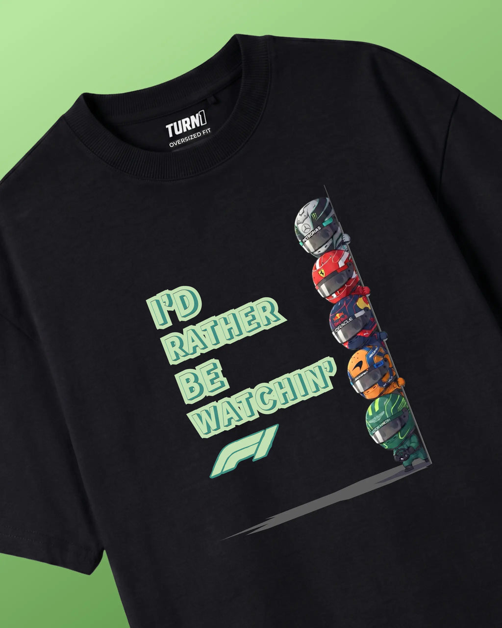 Rather Watch F1 Funny Quote Formula 1 Driver Unisex Graphic Tee Black Front View | Funny Cool Vibe F1 T-shirt | Turn1 India