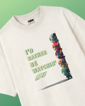 Rather Watch F1 Funny Quote Formula 1 Driver Unisex Graphic Tee Off-White Front View | Funny Cool Vibe F1 T-shirt | Turn1 India