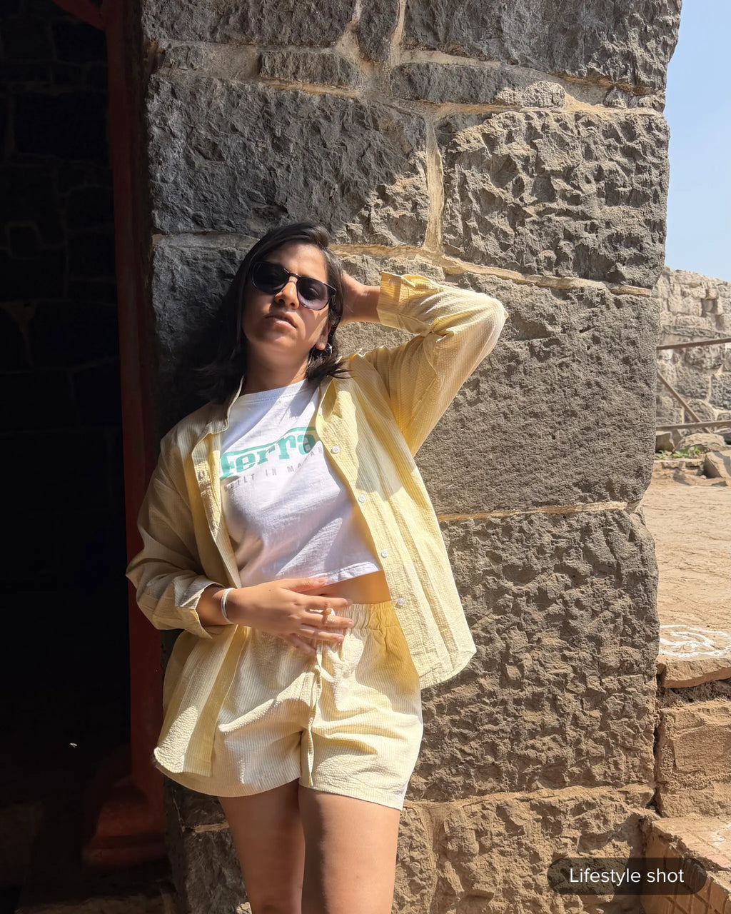 Real user image of F1 Ferrari white crop top for women by Turn 1 Brand, an F1 Apparel brand of India. 