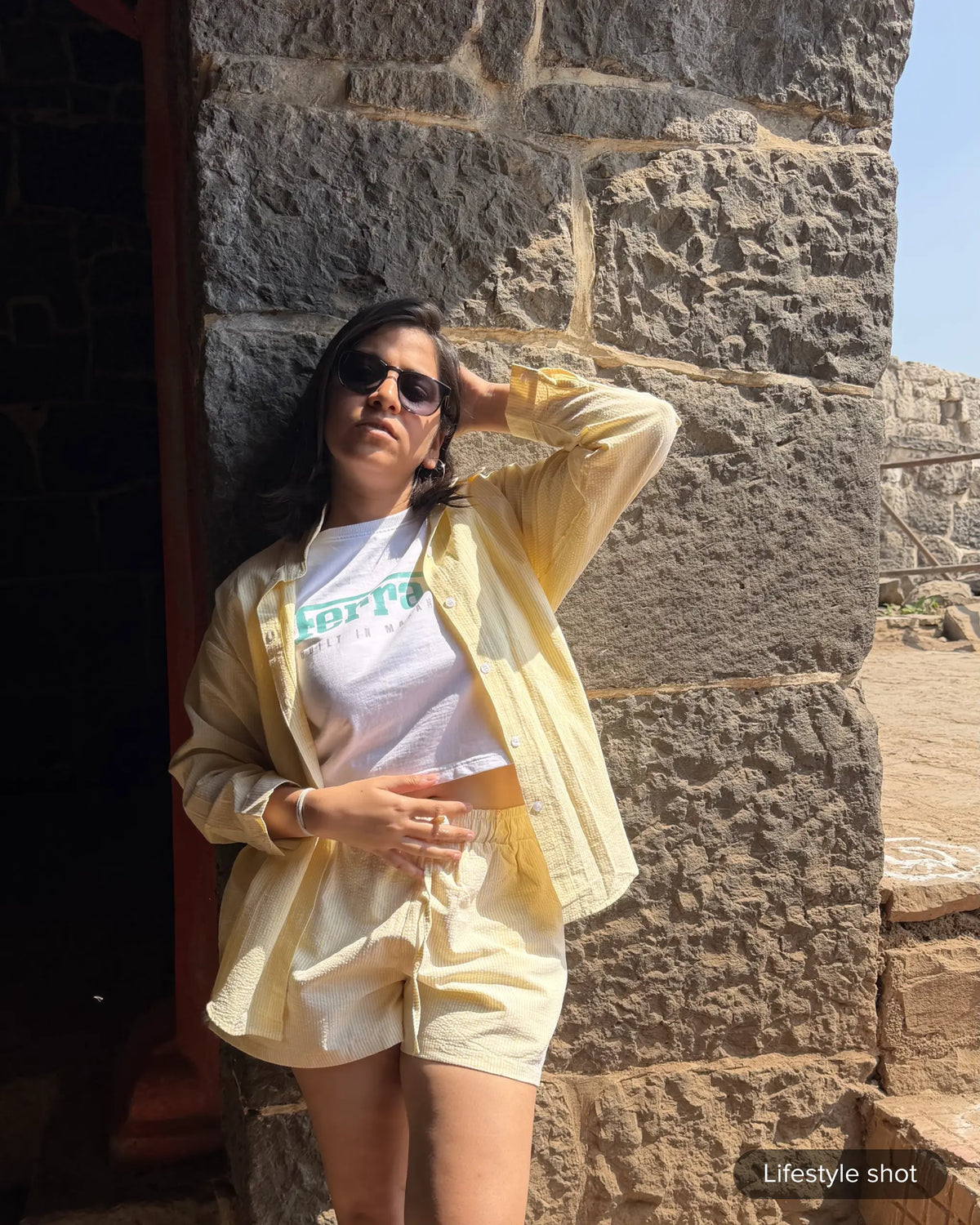 Real user image of F1 Ferrari white crop top for women by Turn 1 Brand, an F1 Apparel brand of India. 
