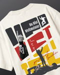 Sebastian Vettel Danke Seb Formula 1 Graphic F1 T-shirt Off-White Back View | Turn1 India | Unisex Oversized Tee