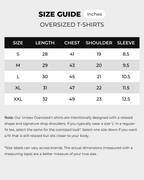 Size Chart for Oversized Unisex T-Shirts – F1 Turn1 India