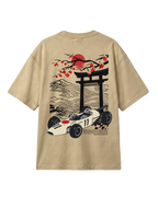Suzuka Spirit Japan Formula 1 Racing Heritage Honda F1 Oversized T-Shirt Beige Back View | Turn1 India