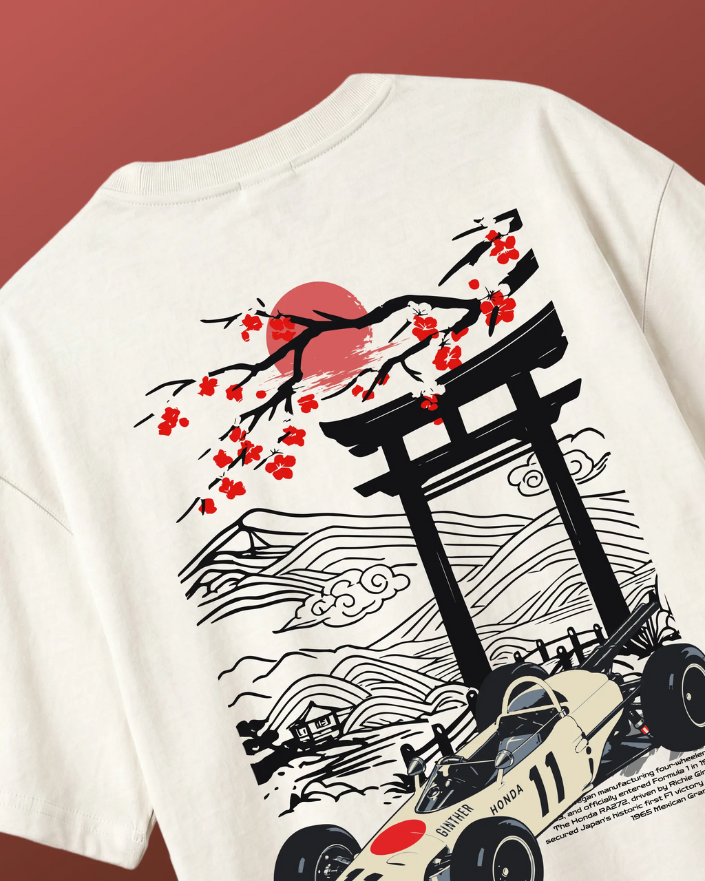 Suzuka Spirit Japan Formula 1 Racing Heritage Honda F1 Oversized T-Shirt Off-White Back View | Turn1 India