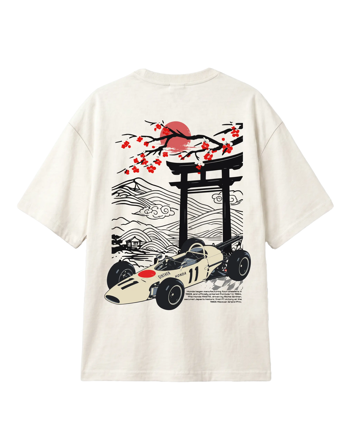 Suzuka Spirit Japan Formula 1 Racing Heritage Honda F1 Oversized T-Shirt Off-White Back View | Turn1 India