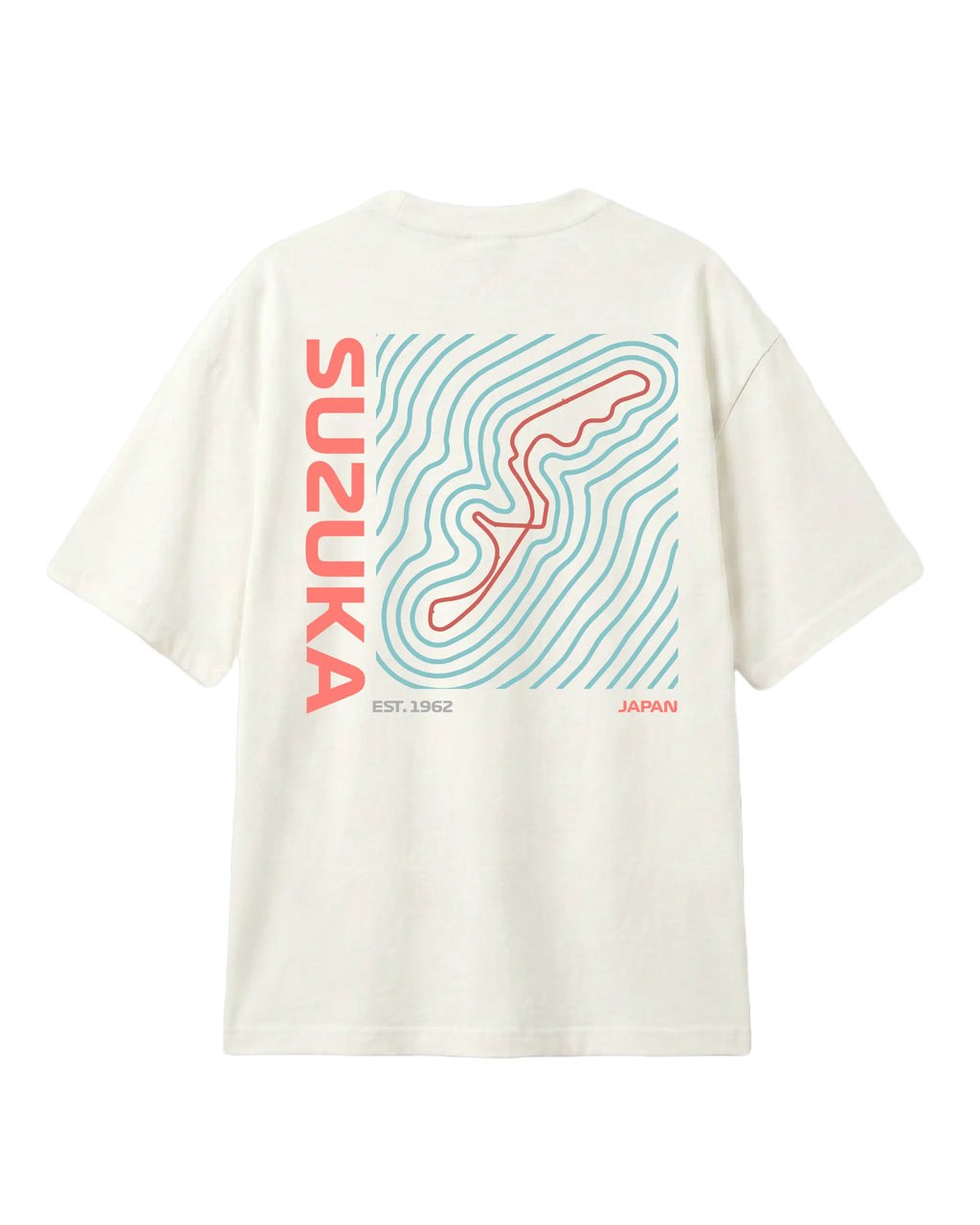Suzuka Circuit Japan Grand Prix F1 Unisex Oversized Graphic T-shirt Off-White Back View | Turn1 India