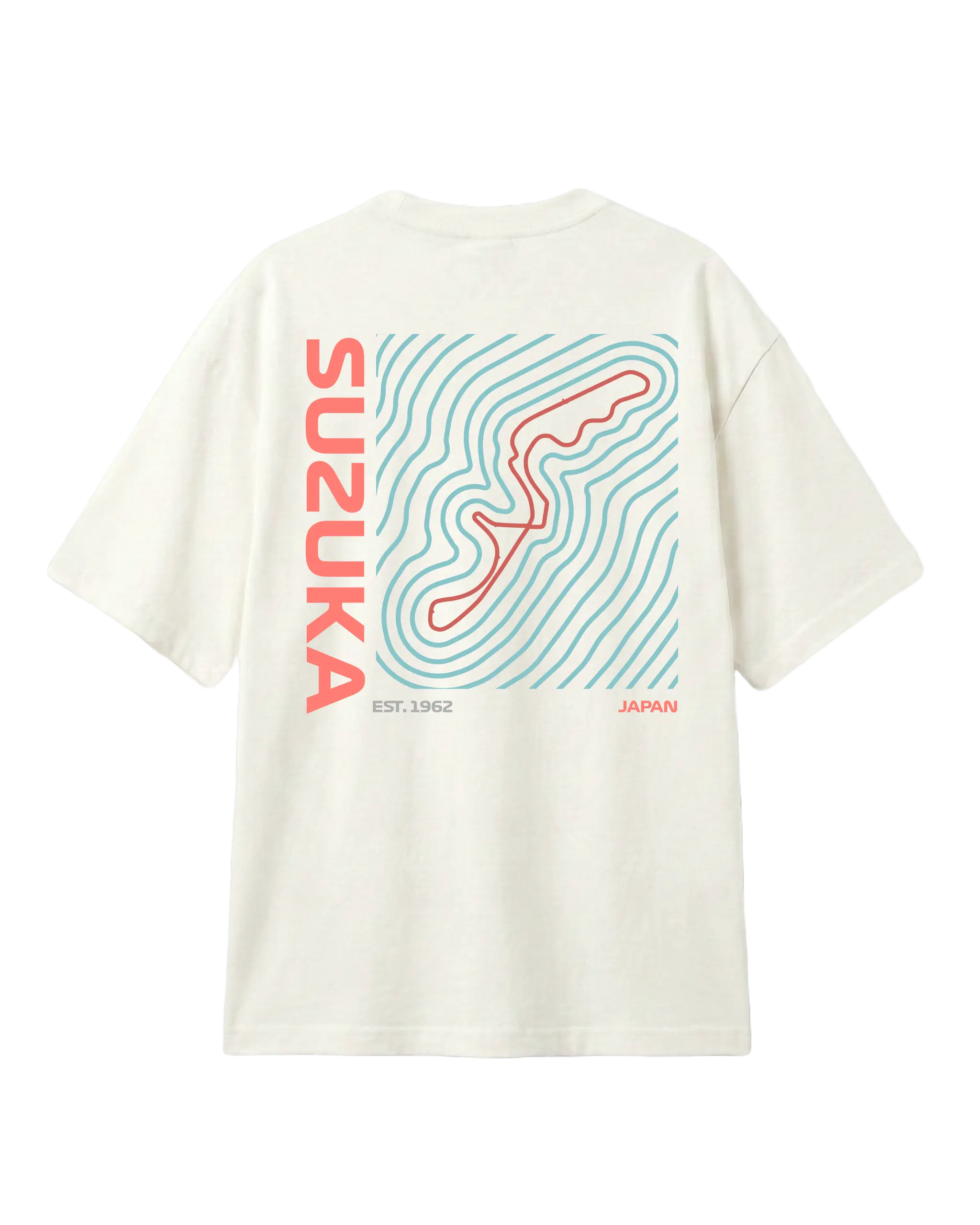 Suzuka Circuit Japan Grand Prix F1 Unisex Oversized Graphic T-shirt Off-White Back View | Turn1 India