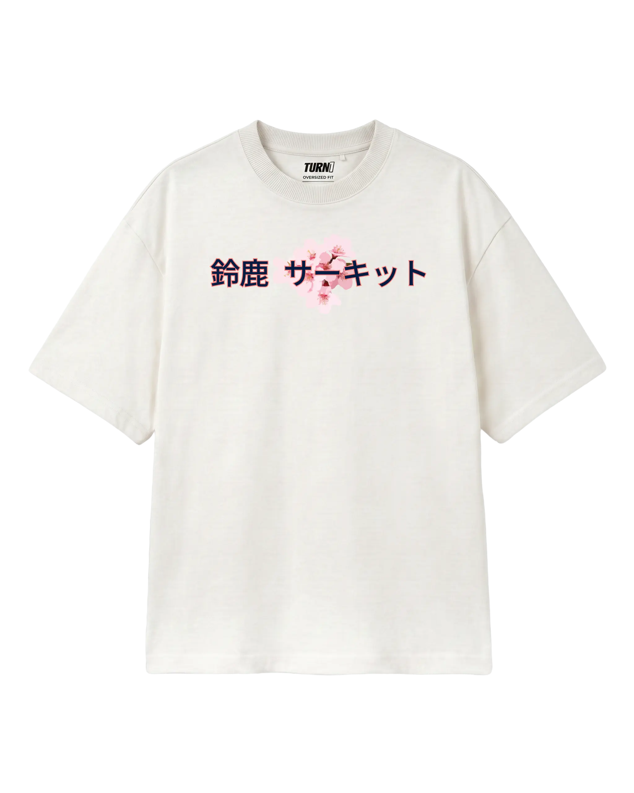 Suzuka Circuit Japan Grand Prix F1 Unisex Oversized Graphic T-shirt Off-White Front View | Turn1 India