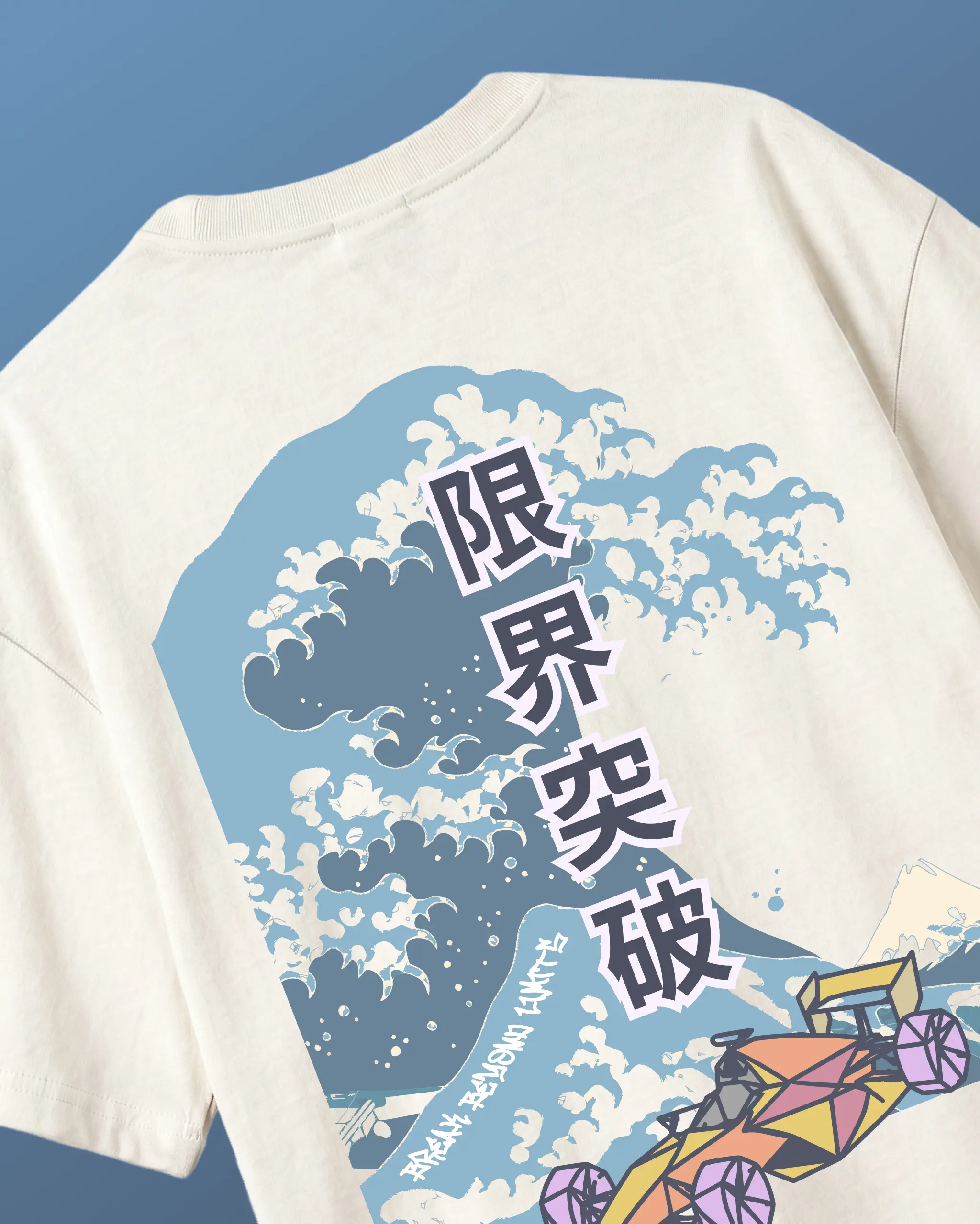 Tokyo Race Vibes F1 Unisex Oversized T-shirt Off-White Back View | Turn1 India